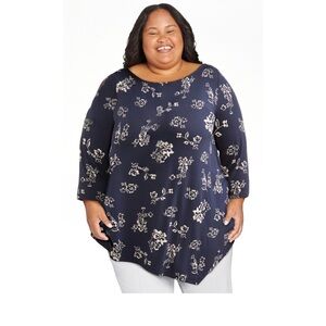Terra & Sky Women’s Plus Asymmetrical Top | Size 2x